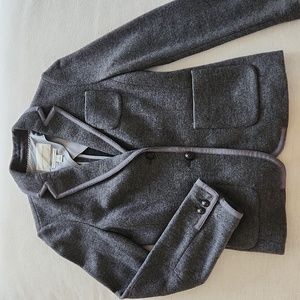 Banana Republic Gray Wool Blend Grosgrain Trim Blazer Size 4
